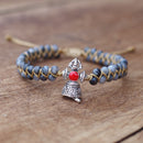PULSEIRA FEMININA ESTILO BUDISTA ARTESANAL COM TRANÇADO DE CORDA.