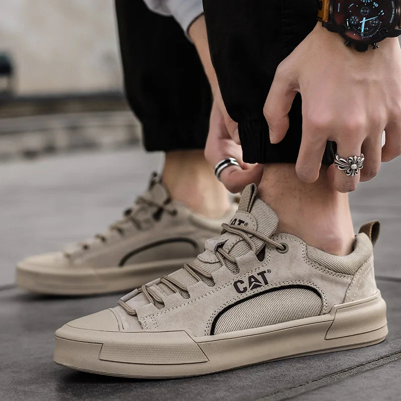 High Street Skate Shoes for Men Anti-slip Summer Outdoor Casual Top Layer Cowhide Genuine Leather Breathable Caterpillar Boots