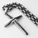 JÓIA MASCULINA CRSTÃ, PINGENE CRUZ, AÇO INOX PRETO, OURO,PRATA.