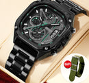 RELÓGIO QUARTZO MASCULINO PULSEIRA AÇO INOX, DATA AUTOMÁTICA.