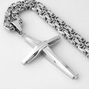 JÓIA MASCULINA CRSTÃ, PINGENE CRUZ, AÇO INOX PRETO, OURO,PRATA.