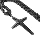 JÓIA MASCULINA CRSTÃ, PINGENE CRUZ, AÇO INOX PRETO, OURO,PRATA.