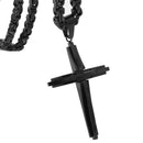 JÓIA MASCULINA CRSTÃ, PINGENE CRUZ, AÇO INOX PRETO, OURO,PRATA.