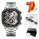 RELÓGIO QUARTZO MASCULINO PULSEIRA AÇO INOX, DATA AUTOMÁTICA.