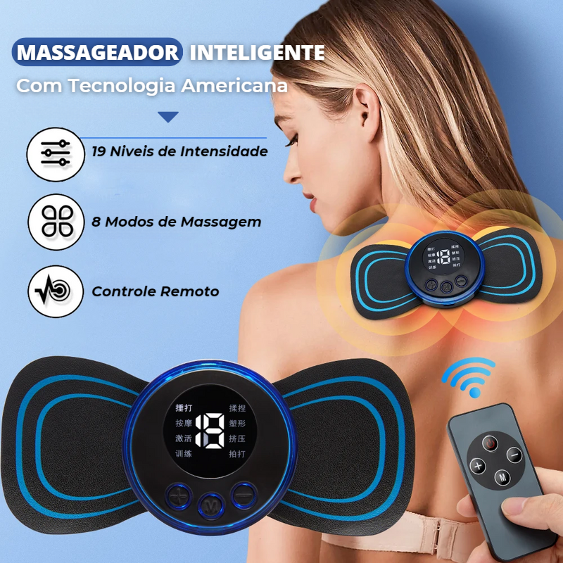 MassageFlex® | Massageador Muscular Eletroterapia + Display Digital + Controle Remoto de Brinde