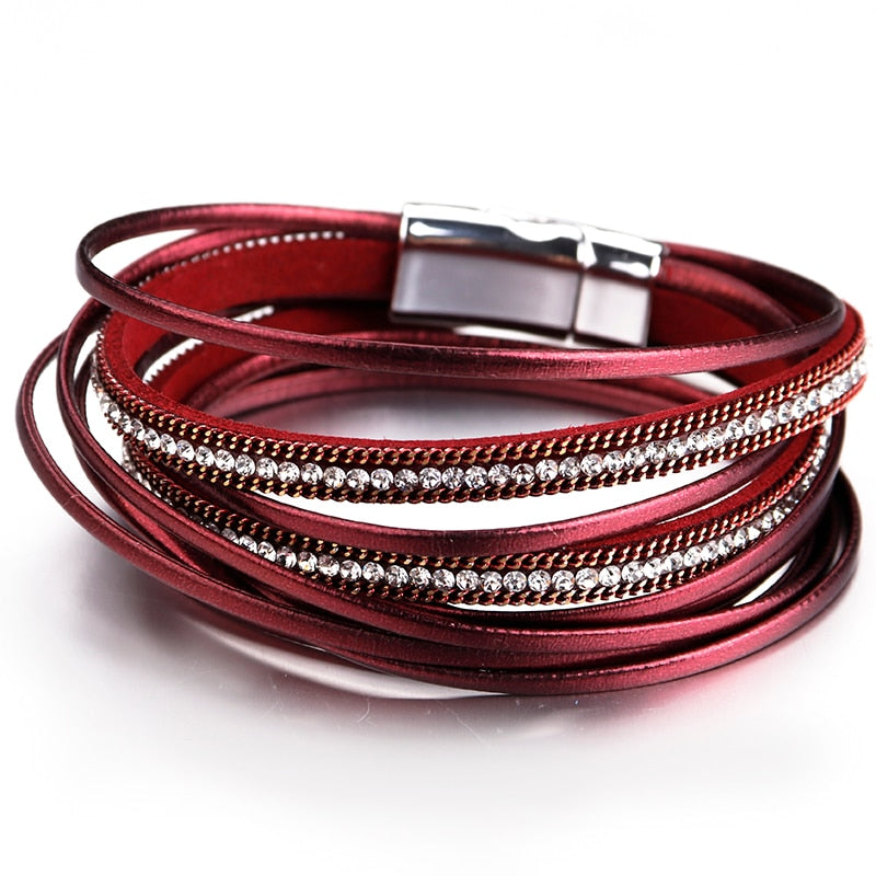 PULSEIRA DE COURO COM BRILHANTES TREND.