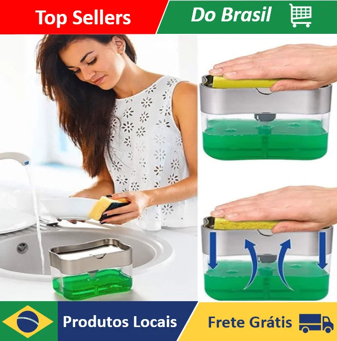 Dispenser de Detergente 2 em 1 com Bucha