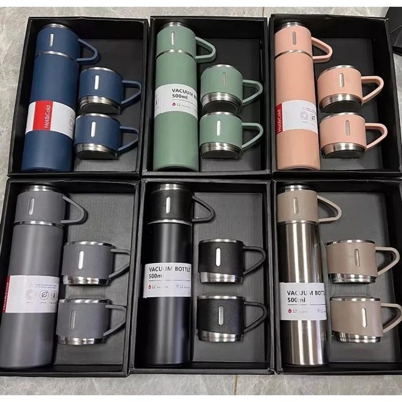 Kit Garrafa Térmica 500 ml com 3 Xícaras