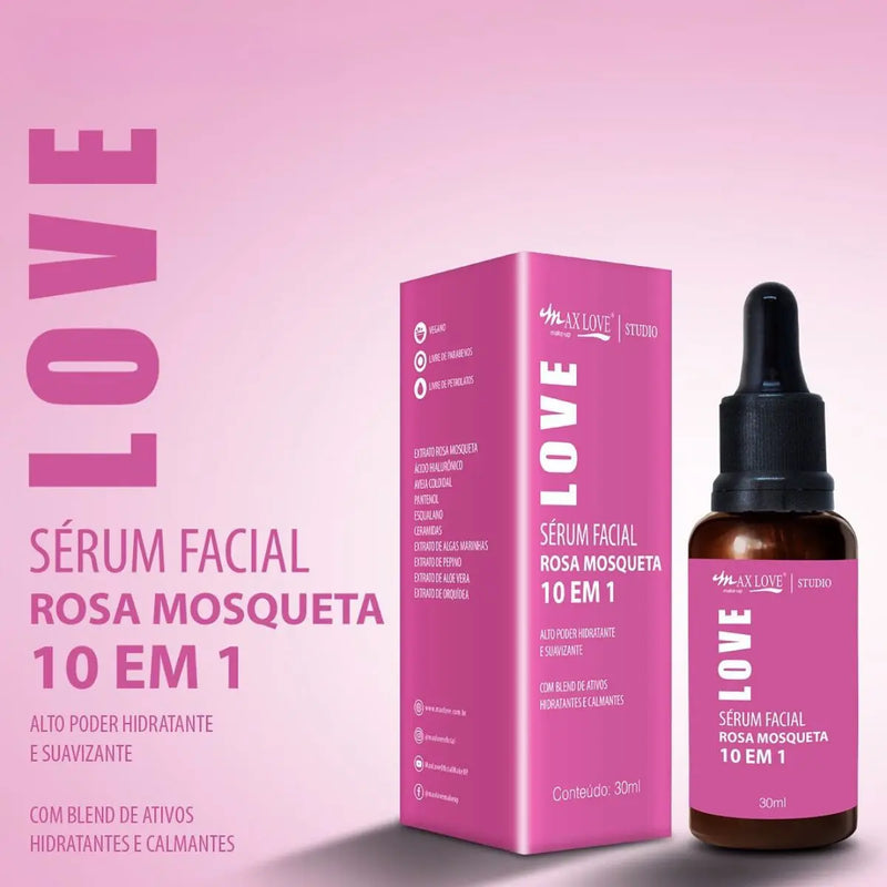 Sérum Facial Rosa Mosqueta 10 em 1 Max Love 30 ml