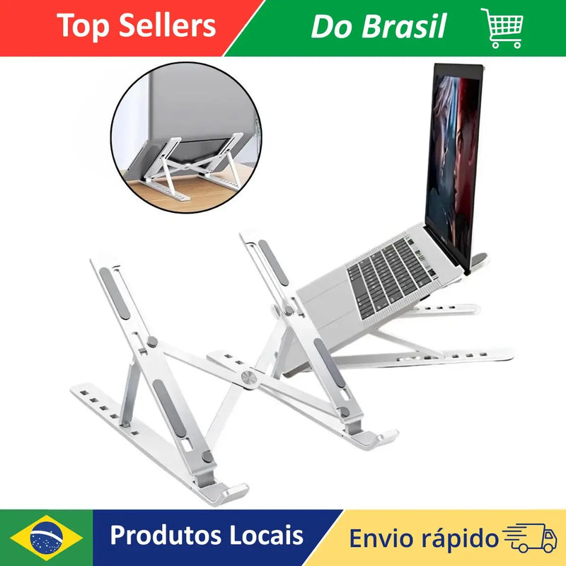 Suporte de Alumínio Ajustável para Notebook – Cinza