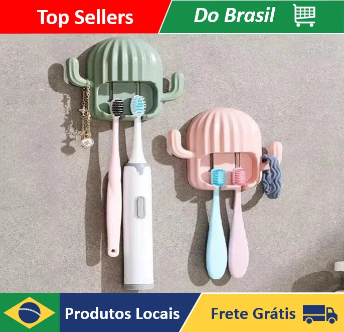 Porta-Escova de Dente Adesivo Cacto