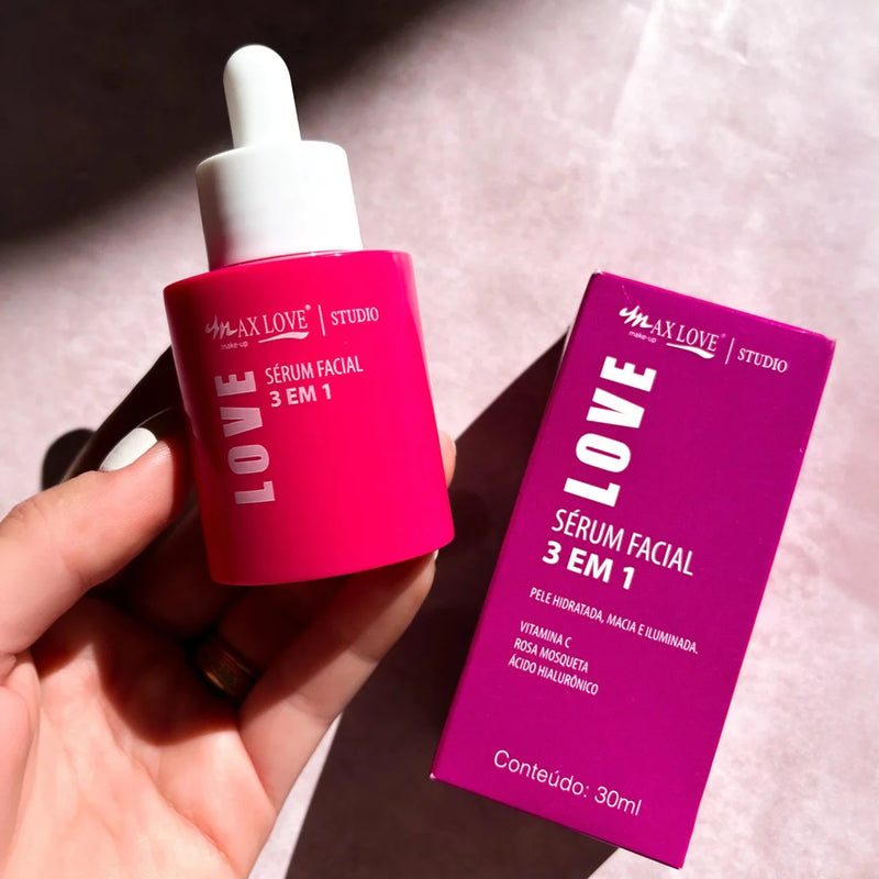 Sérum Facial 3 em 1 Vitamina C, Rosa Mosqueta e Ácido Hialurônico
