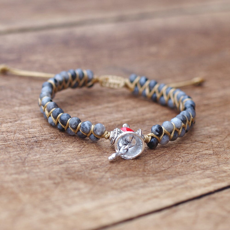 PULSEIRA FEMININA ESTILO BUDISTA ARTESANAL COM TRANÇADO DE CORDA.