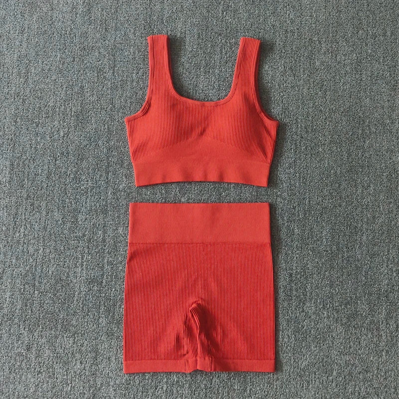 WAREBALL 2PCS Women Yoga Set Gym Set Sexy Bra Seamless Sports Shorts Workout Running Clothing Gym Wear Athletic Sport Suit