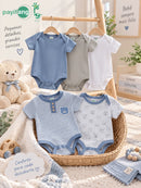Kit 5 Bodies Bebê Menino Manga Curta 60% Algodão 40% Poliéster Tamanhos 3m 6m 9m Roupa Infantil