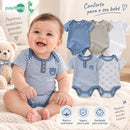 Kit 5 Bodies Bebê Menino Manga Curta 60% Algodão 40% Poliéster Tamanhos 3m 6m 9m Roupa Infantil