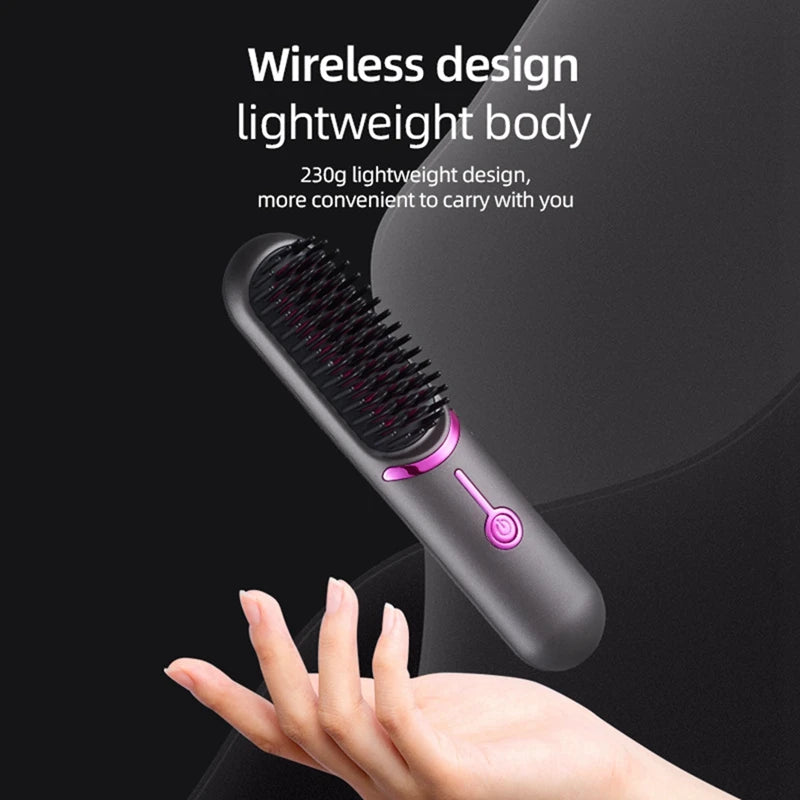 Wireless Hair Straightener Brush Third Gear Adjustable Hair Curler Portable Heating Comb