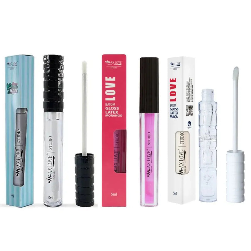 Kit 3 Batom Gloss Latex Max Love
