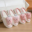 2024 New Pink Women Slippers Fashion Soft Ladies Casual Cute Piggy Pattern Design Comfortable Female Linen Home Slippers