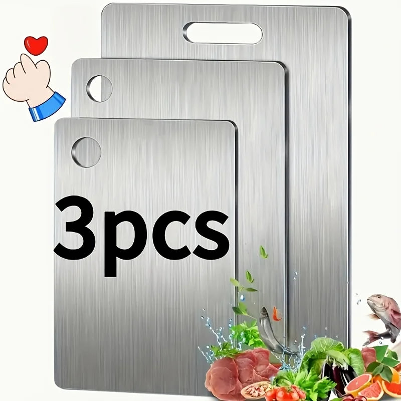 Kit 3 Tábuas de Corte em Aço Inox