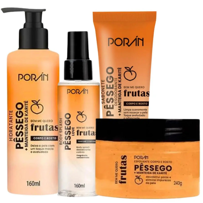 Kit 4 Itens Corpo e Rosto Pêssego Porán