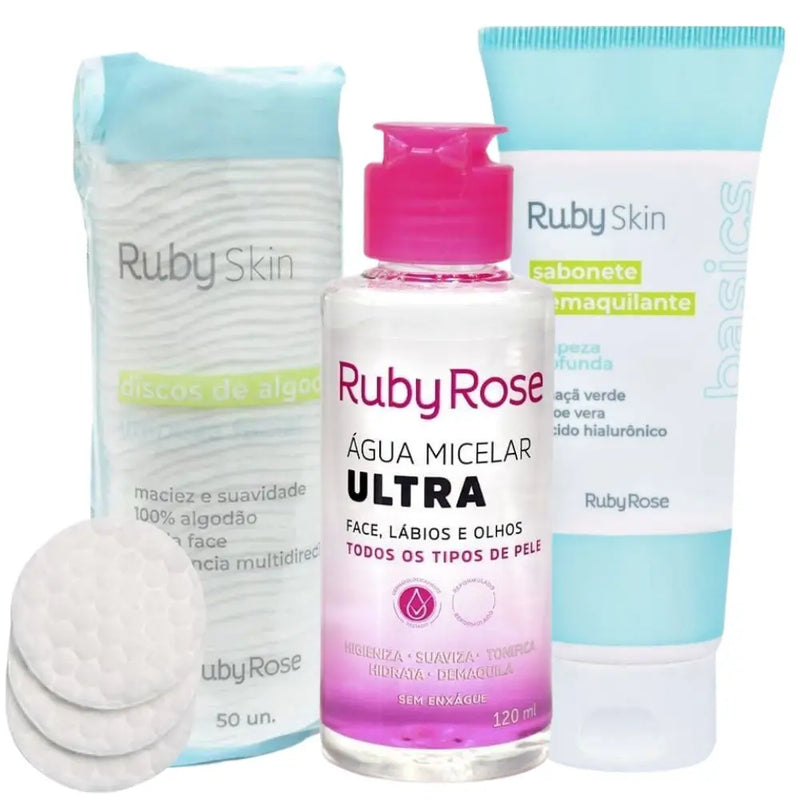 Kit 3 Itens Limpeza e Hidratação Ruby Rose