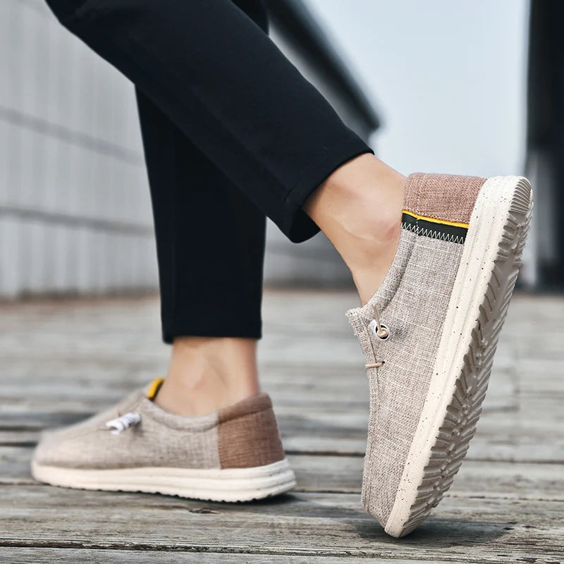 Men Casual Canvas Shoes  Mens Loafers Breathable Slip on Flats Male Vulcanized Shoes Driving Shoes Plus Size 48 Walking shoes