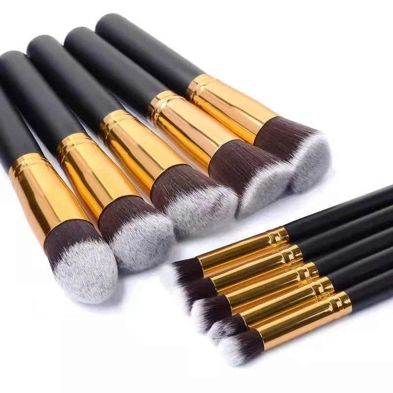 Kit 10 Pincéis de Maquiagem Kabuki