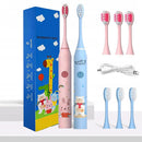 Escova De Dente Elétrica Infantil 4 Cabeças Recarregável Cerdas Macias Para Crianças 3-12 Anos Higiene Bucal