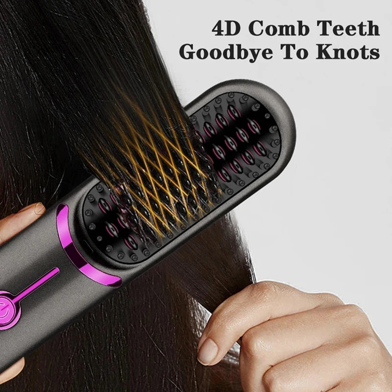 Wireless Hair Straightener Brush Third Gear Adjustable Hair Curler Portable Heating Comb
