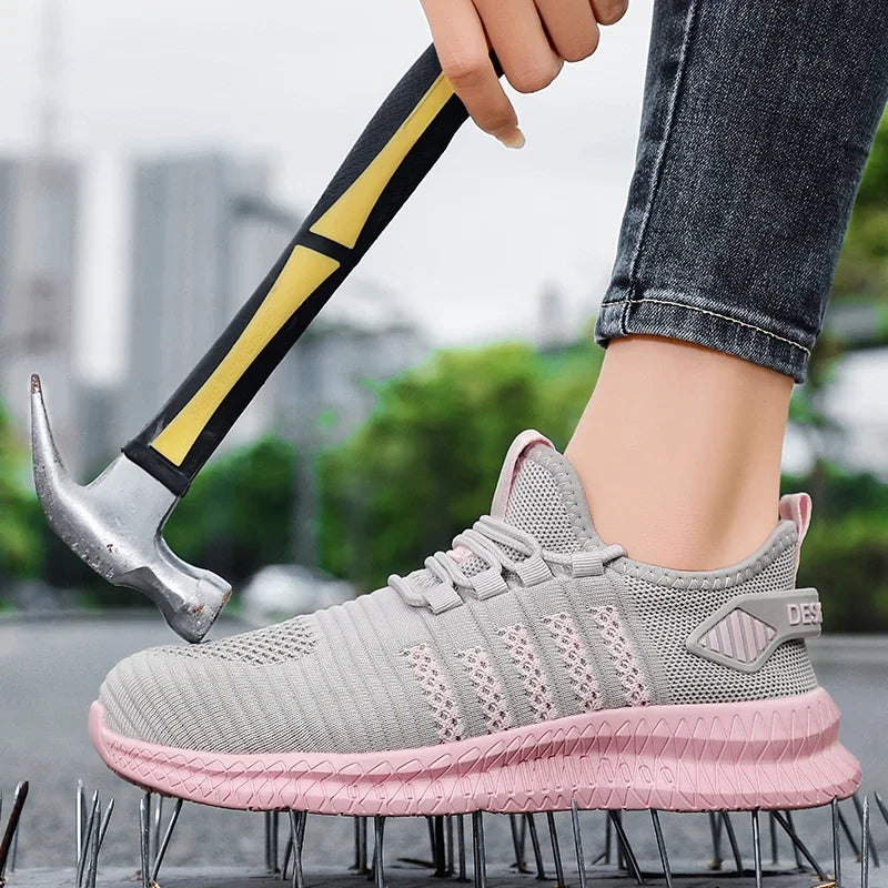 Women's Work Safety Shoes, Steel Toe Puncture Resistant, Impact Resistant, Wear-resistant, Fashionable Sports Shoes
