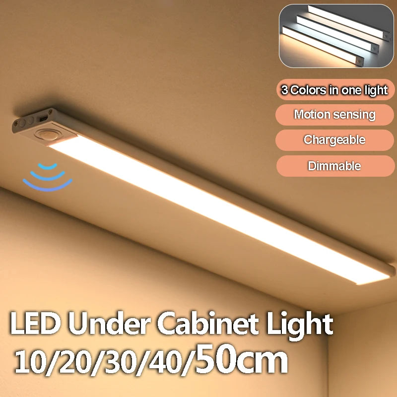 Luminária LED 3 em 1 com Sensor para Embaixo do Armário – Preta