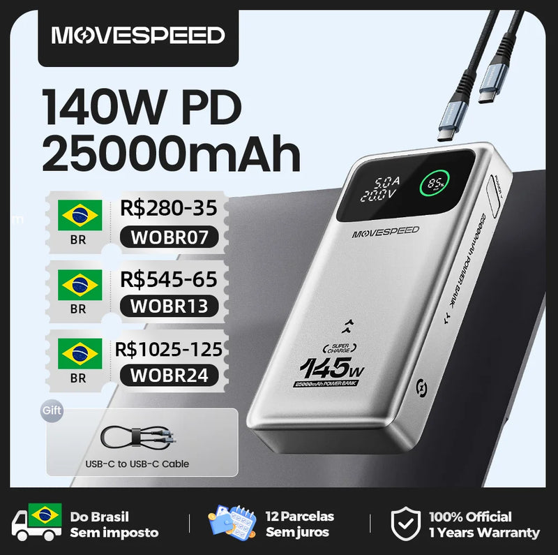 Power Bank Movespeed M25 Pro 25.000 mAh 140W