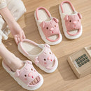 2024 New Pink Women Slippers Fashion Soft Ladies Casual Cute Piggy Pattern Design Comfortable Female Linen Home Slippers
