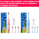 Escova De Dente Elétrica Infantil 4 Cabeças Recarregável Cerdas Macias Para Crianças 3-12 Anos Higiene Bucal