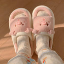2024 New Pink Women Slippers Fashion Soft Ladies Casual Cute Piggy Pattern Design Comfortable Female Linen Home Slippers