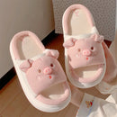 2024 New Pink Women Slippers Fashion Soft Ladies Casual Cute Piggy Pattern Design Comfortable Female Linen Home Slippers