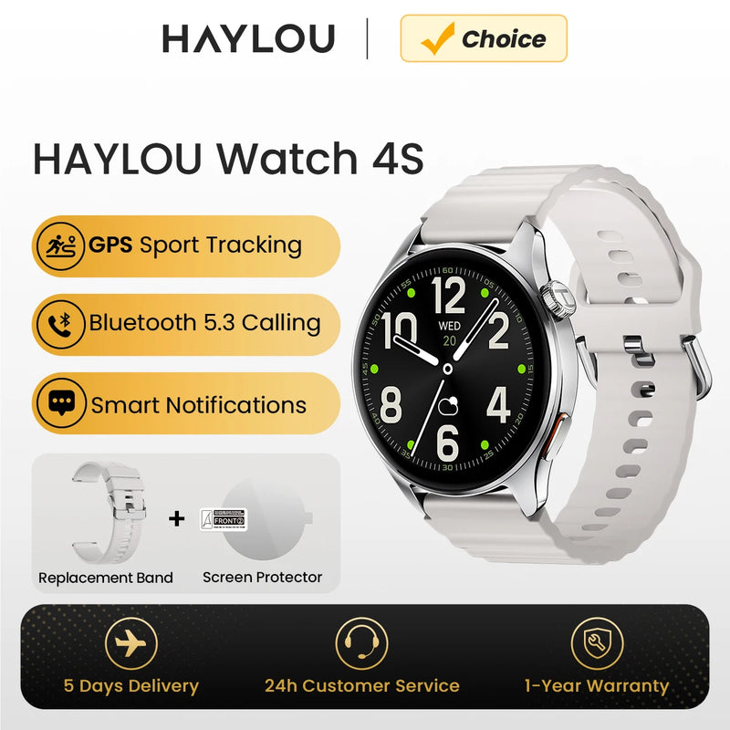 Smartwatch HAYLOU Watch 4S com GPS, Tela AMOLED 1.43" e 120+ Modos Esportivos