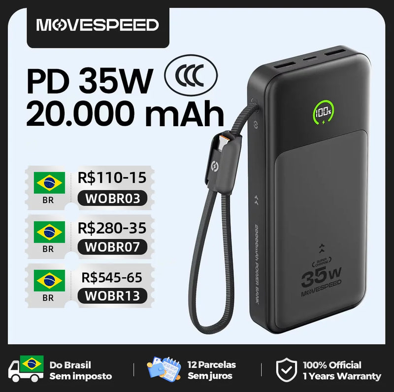 Power Bank Movespeed P20 20.000 mAh 35W Slim