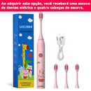 Escova De Dente Elétrica Infantil 4 Cabeças Recarregável Cerdas Macias Para Crianças 3-12 Anos Higiene Bucal