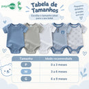 Kit 5 Bodies Bebê Menino Manga Curta 60% Algodão 40% Poliéster Tamanhos 3m 6m 9m Roupa Infantil